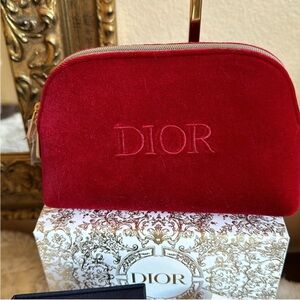 New: CHRISTIAN DIOR Red-Velvet Cosmetic Bag — NIB/NWOT